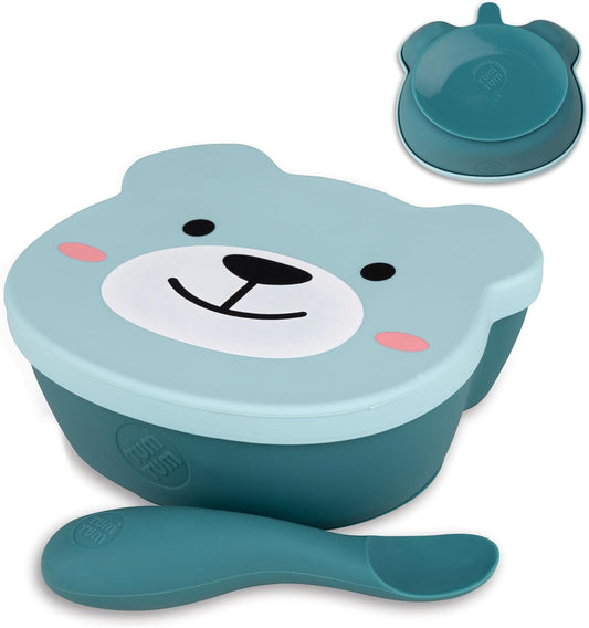 Bol Bébé Silicone - Ventouse Forte - Couvercle Pratique