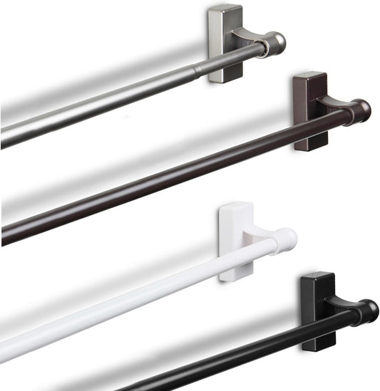Tringle à Rideau Magnétique - Acier Noir - Extensible 71-122 cm