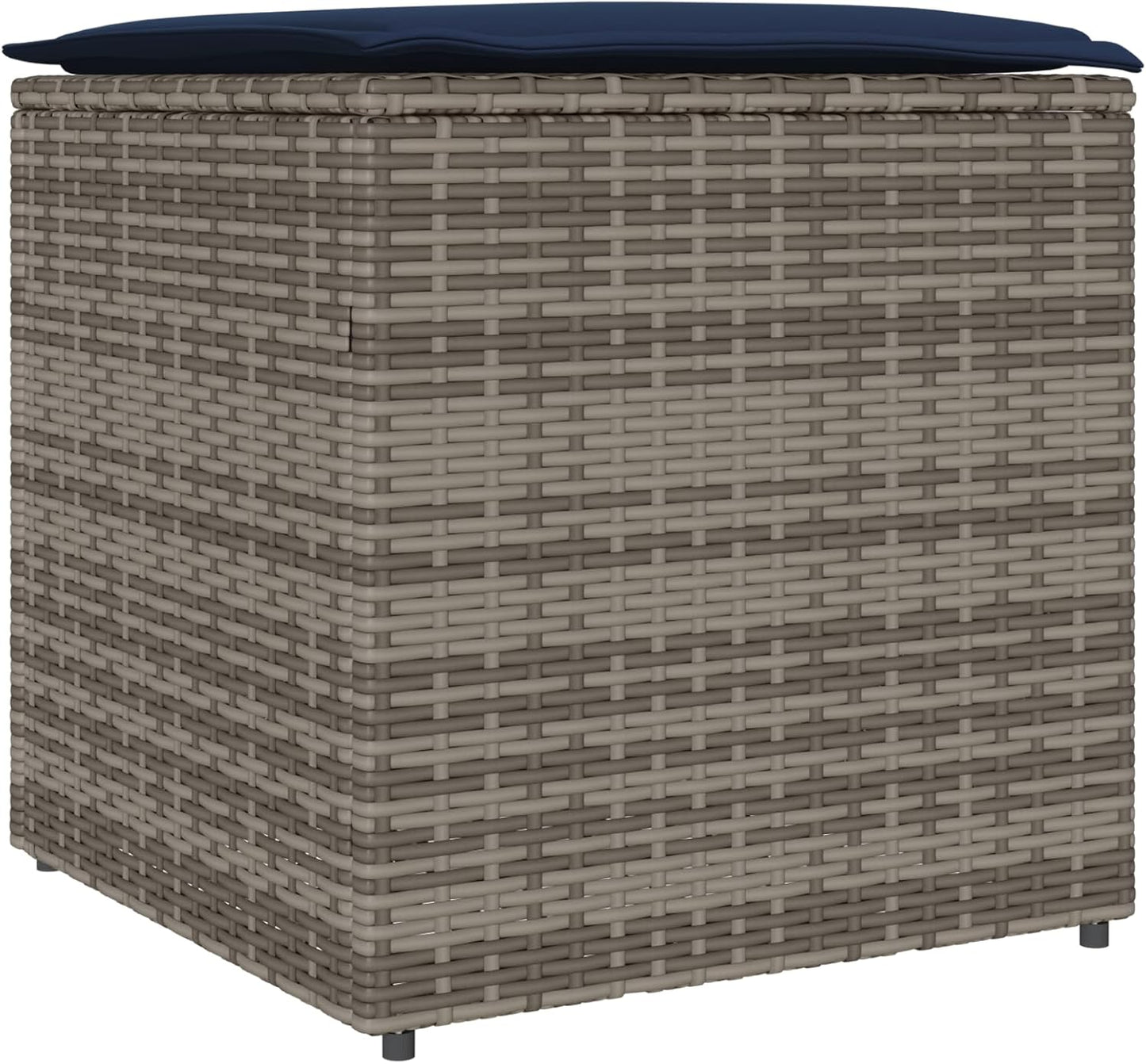 Coffre de Rangement Extérieur - Gris et Bleu Marine - Poly Ratán Résistant