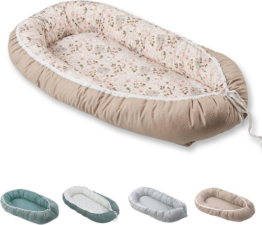 Réducteur de Lit Bébé - Design Fleurs Roses - Coton OEKO-TEX