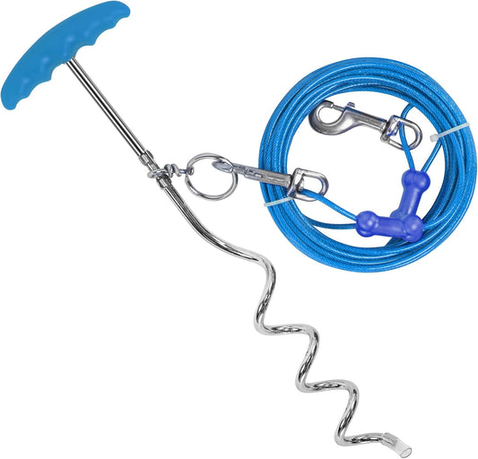 Câble d'Arrimage pour Chien - Spirale 40,6 cm - Bleu Sarcelle 6 m