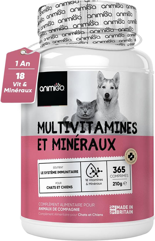 Multivitamines pour Chiens et Chats - 18 Vitamines & Minéraux - 365 Comprimés