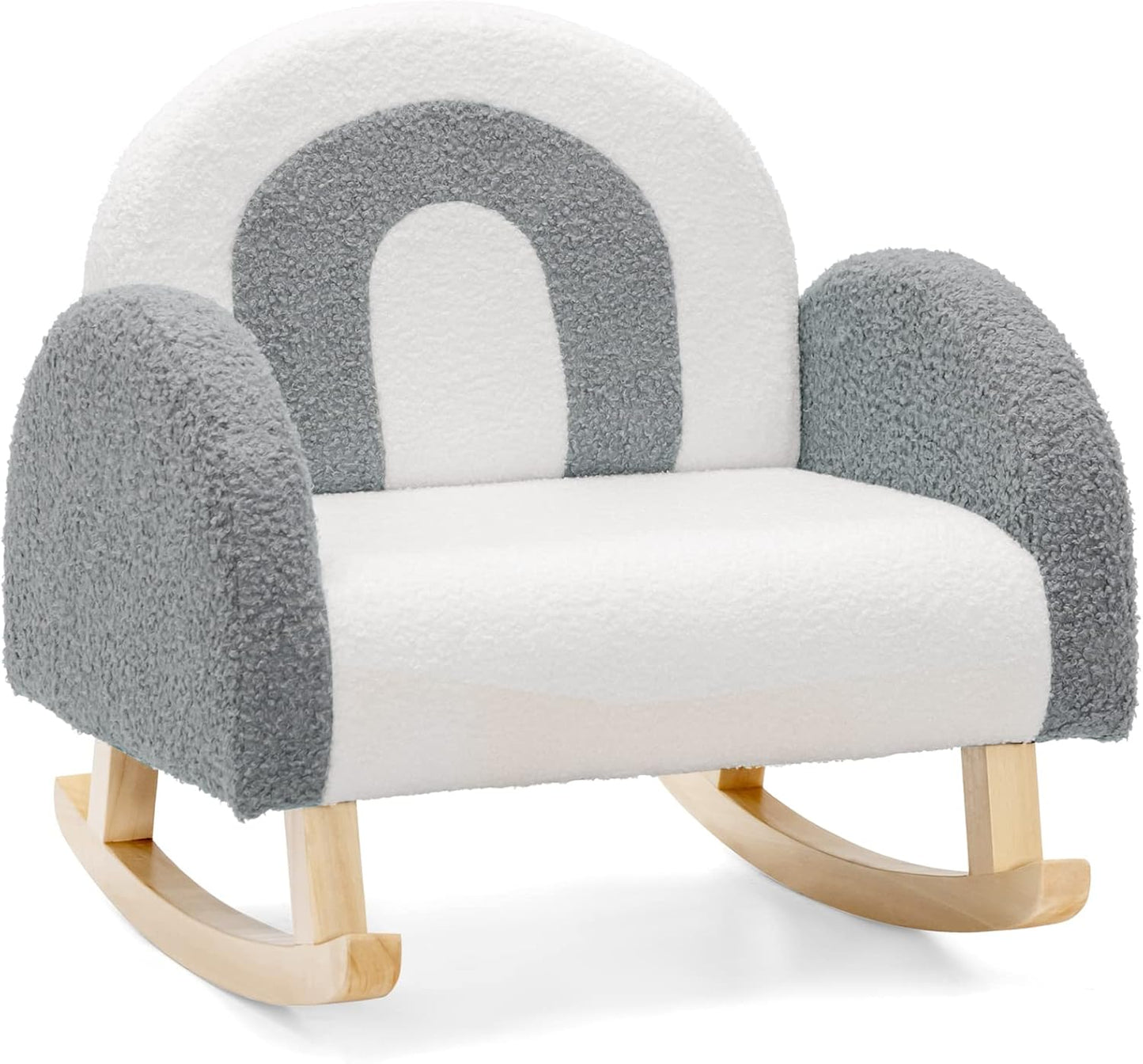 Fauteuil à Bascule Enfant - Velours Doux - Motif Arc-en-Ciel