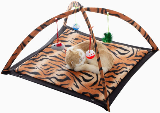 Tapis de Jeu pour Chat - Pliable et Antidérapant - Jouets Suspendus