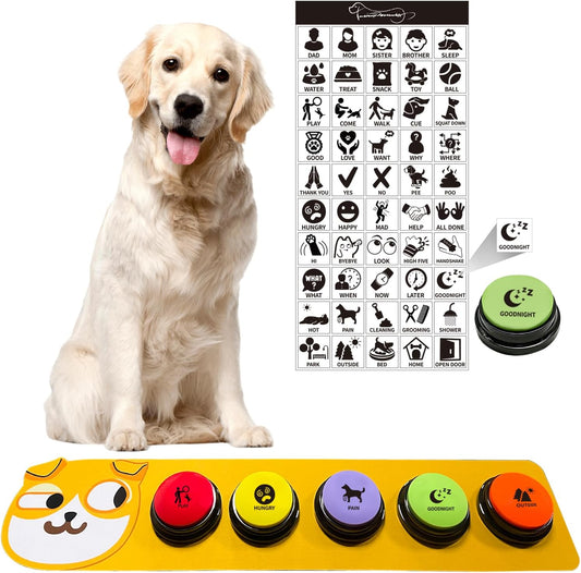 Boutons Éducatifs pour Chiens - 5 Boutons Parlants - Tapis Antidérapant