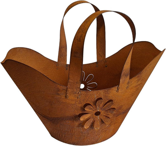Sac de Jardin en Métal Rouillé - Photophore Décoratif - Accessoire Unique