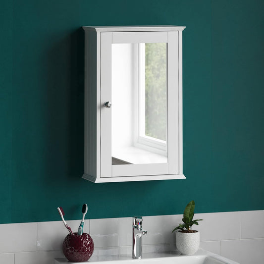 Armoire Murale Salle de Bain - Porte Miroir - MDF Blanc
