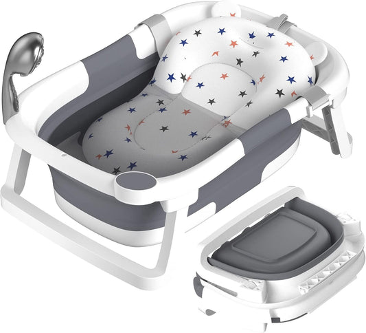 Baignoire Bébé Pliable - Tapis Antidérapant - Bouchon Thermosensible