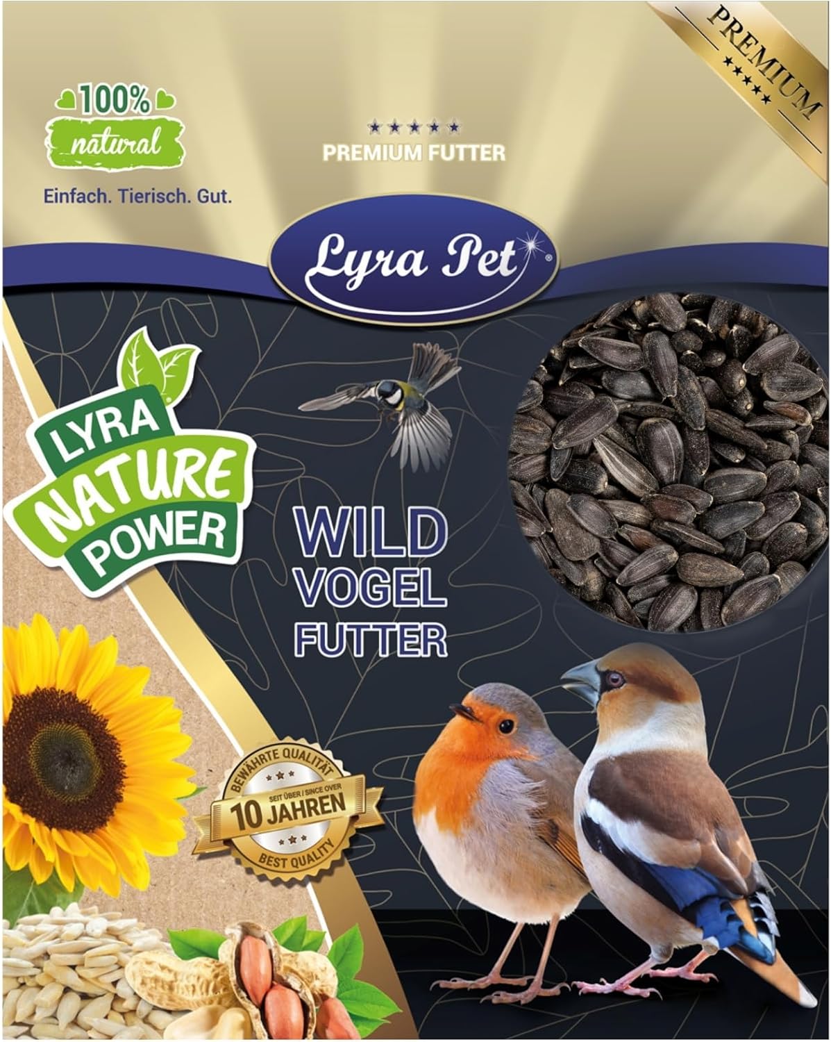 Graines de Tournesol Noir - Haute Teneur en Huile - Pour Petits Oiseaux