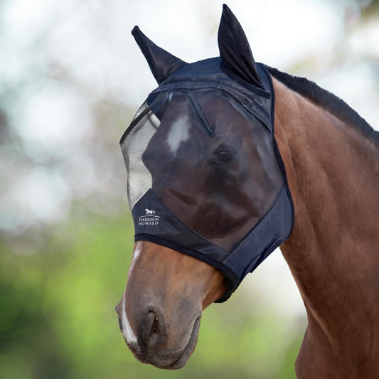 Masque Anti-Mouches - Protection Anti-UV - Oreilles Noir Poney (S)