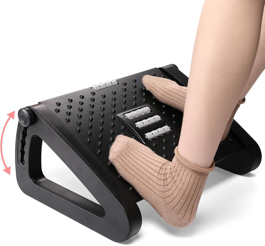 Repose-Pieds Ergonomique - 6 Hauteurs Réglables - Fonction Massage