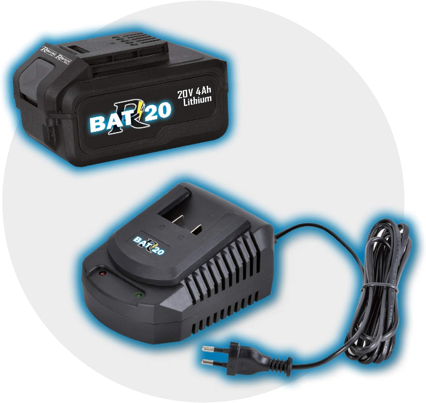 Kit de Recharge RIBIMEX - Chargeur Rapide 220-240V - Batterie Li-ion 20V 4Ah