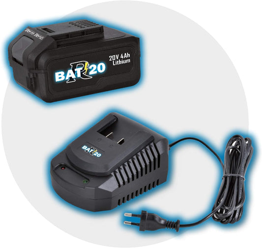 Kit de Recharge RIBIMEX - Chargeur Rapide 220-240V - Batterie Li-ion 20V 4Ah