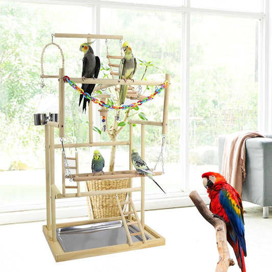 Aire de Jeux pour Oiseaux - 4 Couches - Perchoir en Bois
