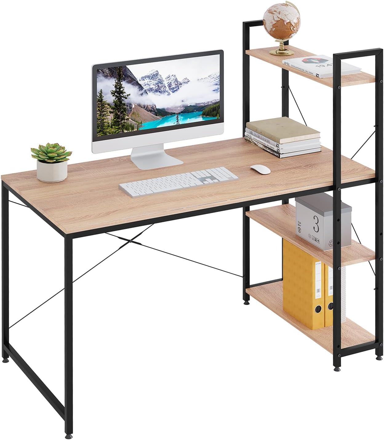 eSituro - Bureau Informatique - Chêne Clair - Étagères Ajustables