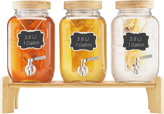 Distributeur de Boissons en Verre - 3,8L Capacité - Robinet Anti-Goutte