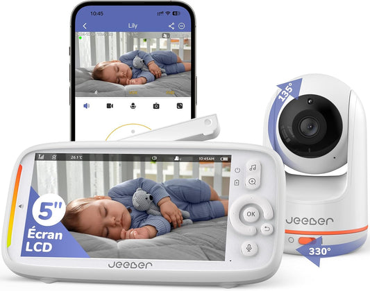 Caméra Babyphone - Écran IPS 5" - Rotation 360°