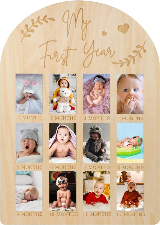Cadre Photo Bébé - Bois Rustique - 12 Mois Souvenir