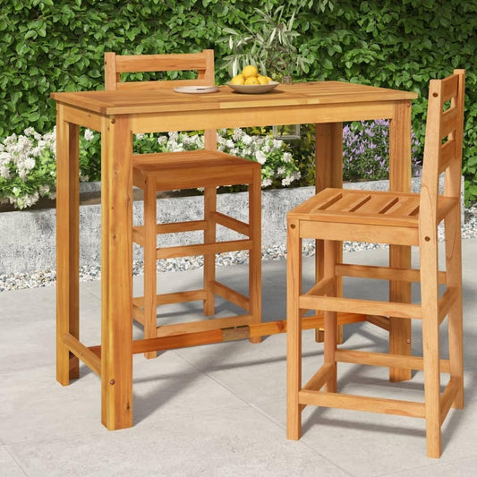 Table de Bar de Jardin - Bois d'Acacia Massif - 120x60x105 cm