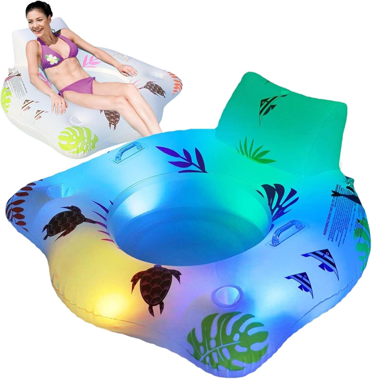 Matelas Gonflable Piscine - LED Lumineux - Chaise Longue Confortable