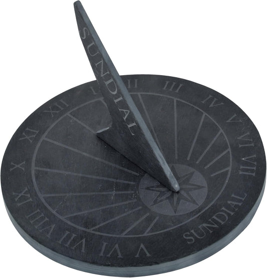 Cadran Solaire en Ardoise - Rond 25 cm - Ornements Fraisés