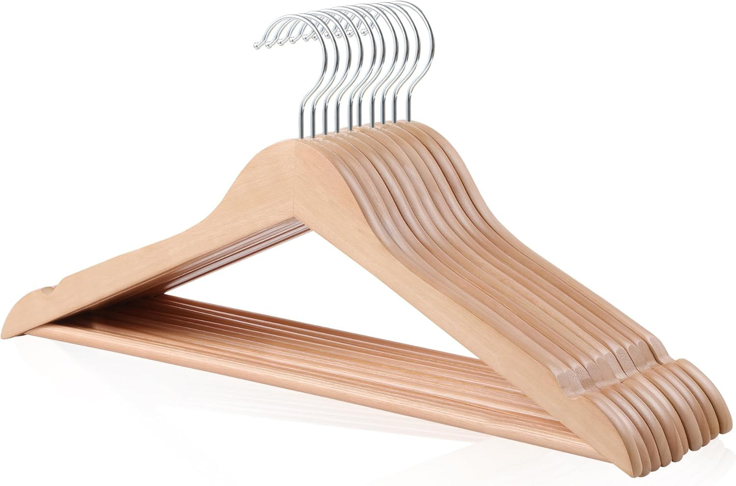 Cintres en Bois - Lot de 10 - Finition Naturelle