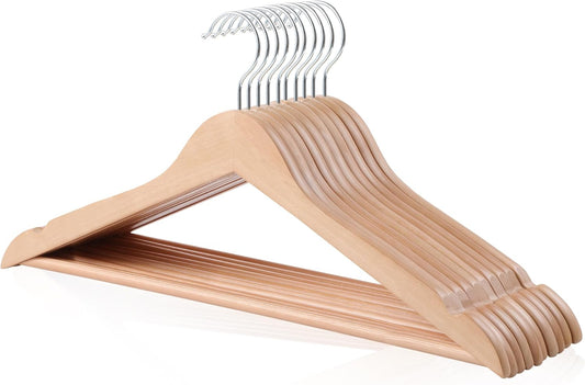 Cintres en Bois - Lot de 10 - Finition Naturelle