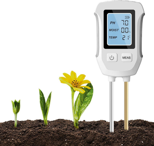 Testeur de Sol 3 en 1 - pH, Température, Humidité - Affichage LCD