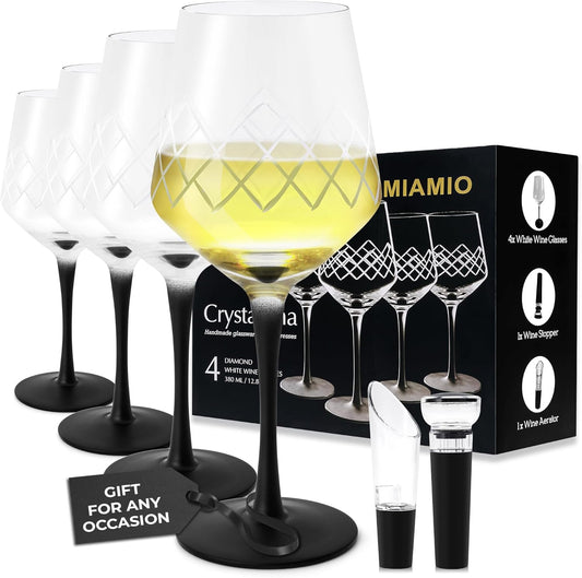 Verres à Vin Blanc - Cristal Premium - Design Élégant Pied Noir