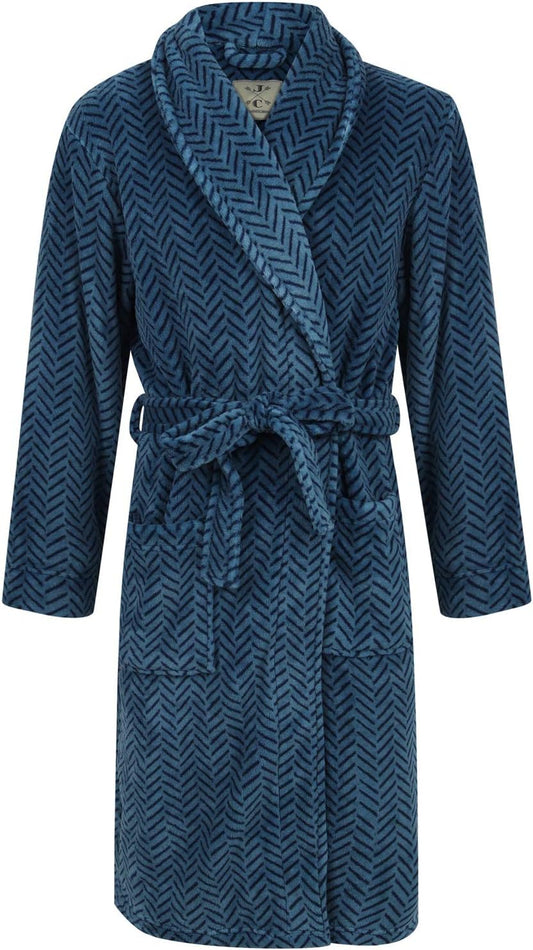 Robe de Chambre Homme - Polaire Chevrons Bleus - John Christian