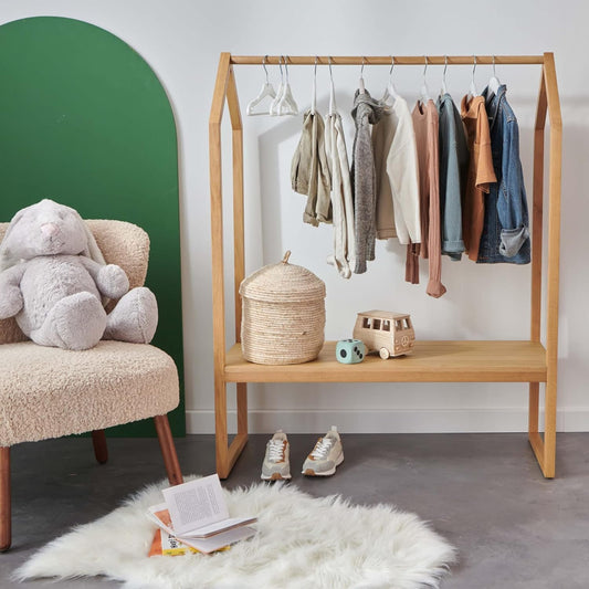 MOB-IN - Penderie Enfant en Bois - Dimensions L100 x H125 cm - Homy