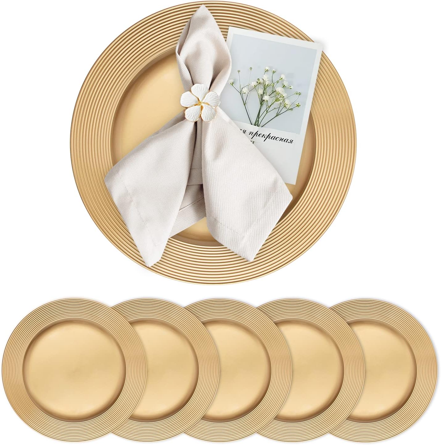 Assiettes de Présentation - Lot de 6 - Dorées 33 cm
