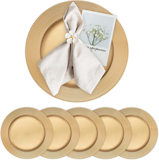 Assiettes de Présentation - Lot de 6 - Dorées 33 cm