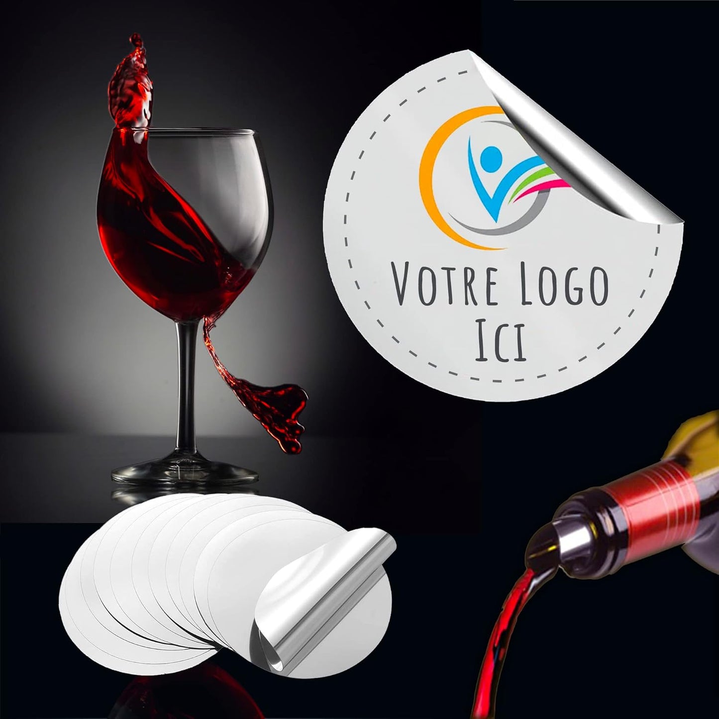 Stop-gouttes Vin Personnalisé - Bec Verseur Élégant - Lot de 50