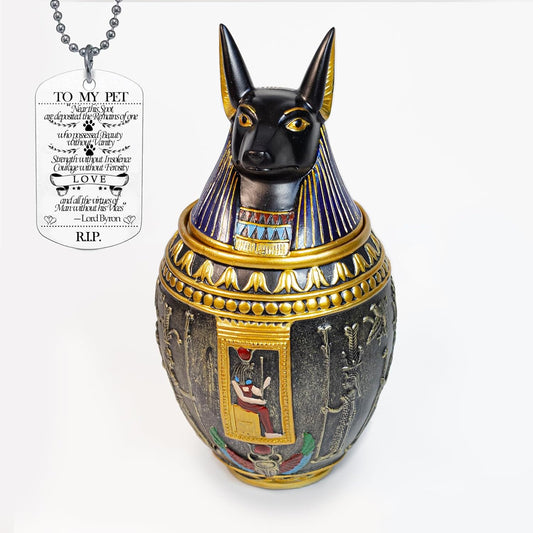 Urne Funéraire pour Animaux - Design Canope Égyptien - Élégance Artisanale