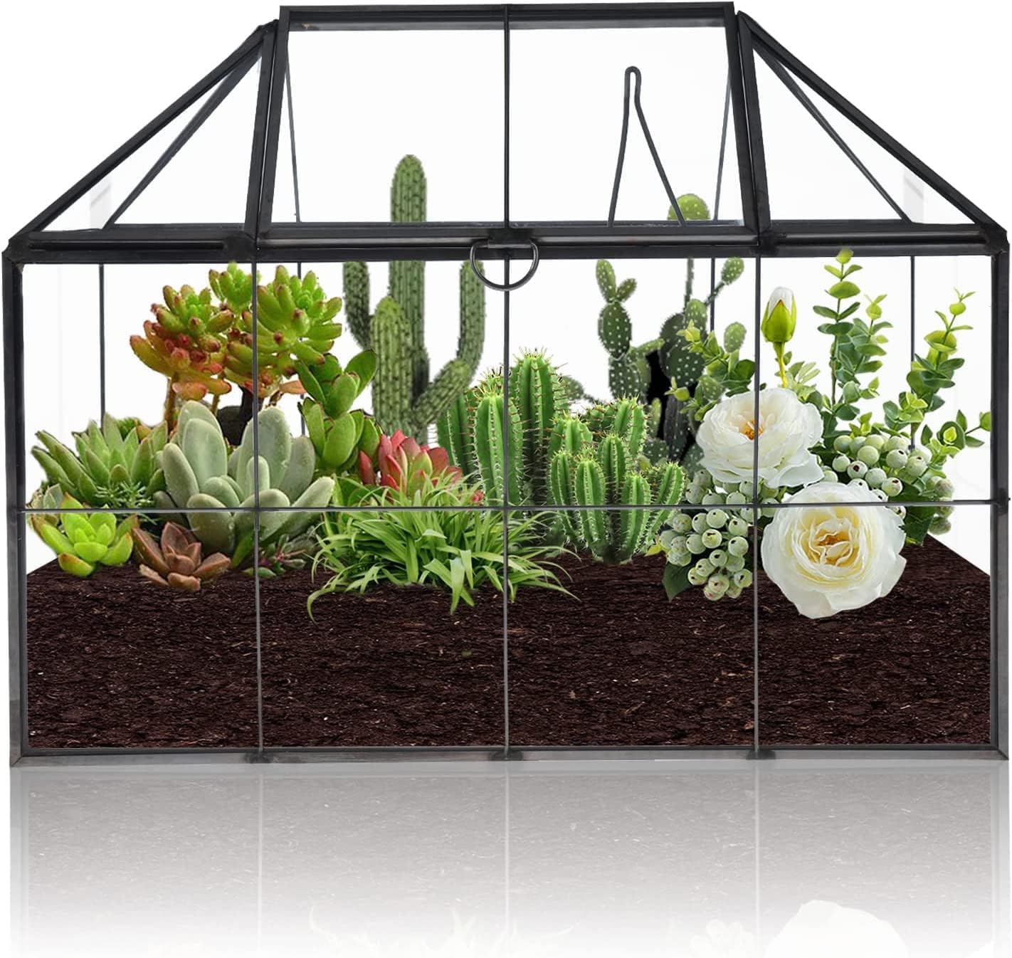 Terrarium Géométrique en Verre - Couvercle Basculant - Design Maison