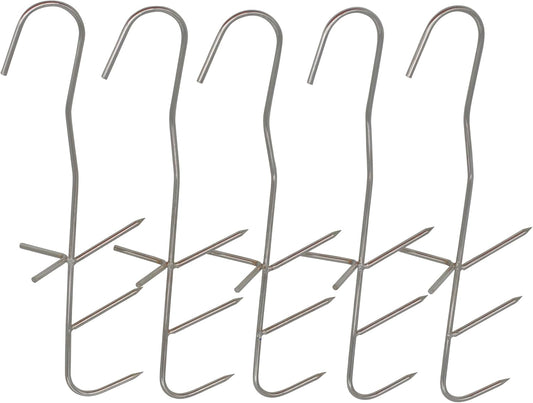 Crochets de Fumage en Acier Inoxydable - 3 Pointes - Lot de 10