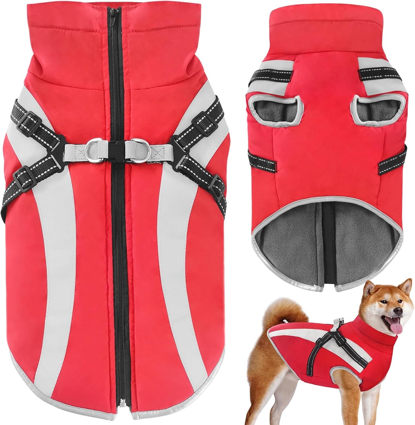 Manteau Imperméable pour Chien - Veste Chaude d'Hiver - Bandes Réfléchissantes