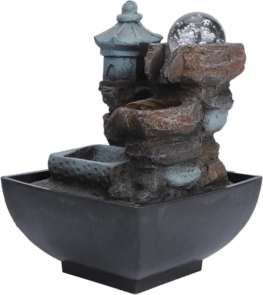Fontaine à Eau Résine - Décoration de Bureau - LED Intégrée