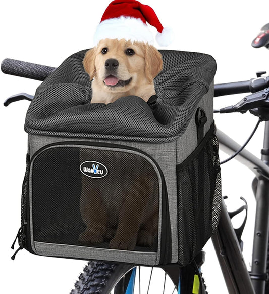 Panier de Transport Vélo pour Chien - Pliable et Amovible - Bandes Réfléchissantes