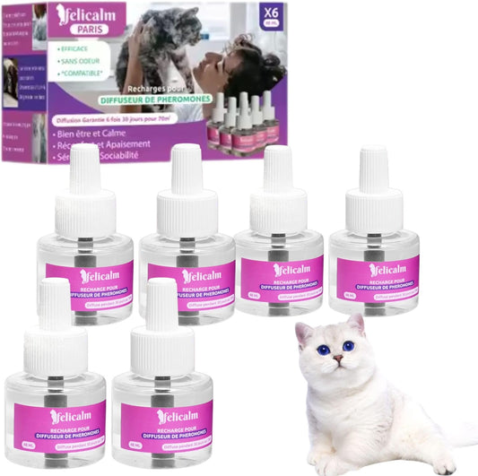 Phéromones pour Chats - 6 Recharges - Anti-Stress et Calmant