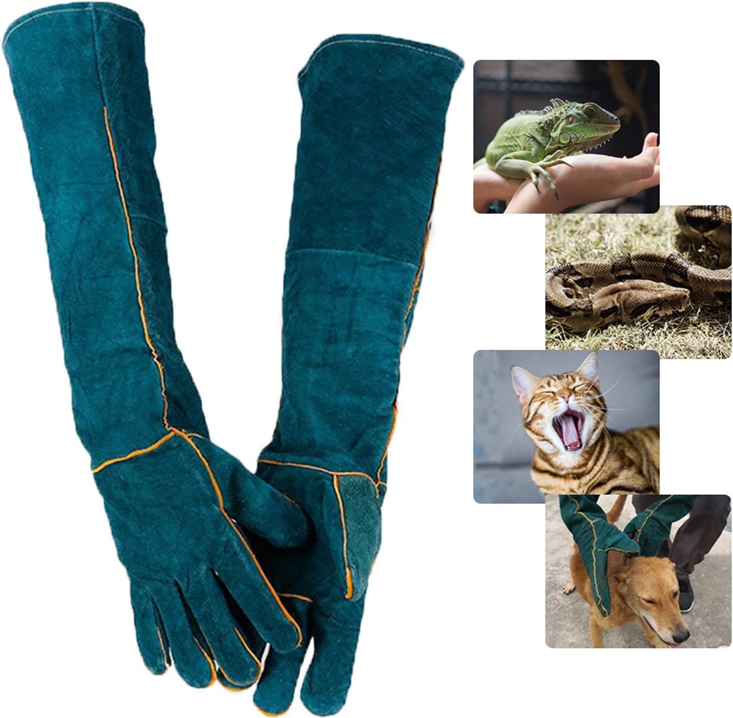 Gants de Protection Animale - Cuir Épais - Longueur 23 pouces