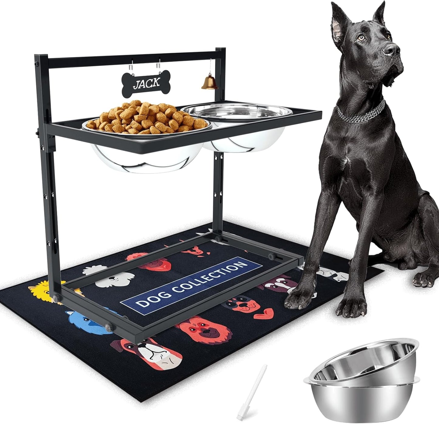 Gamelles Surélevées pour Grands Chiens - Réglable en Hauteur - Acier Inoxydable