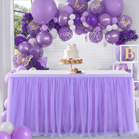 Jupe de Table Tutu Violette - 1,8 m - Décoration de Fête