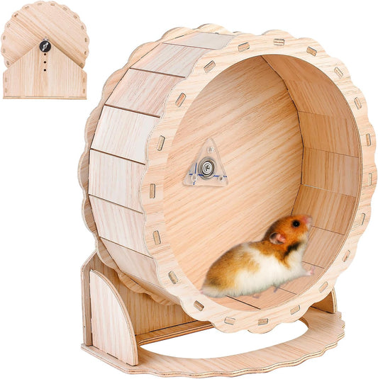 Roue de Hamster - Bois Naturel - Silencieuse et Stable