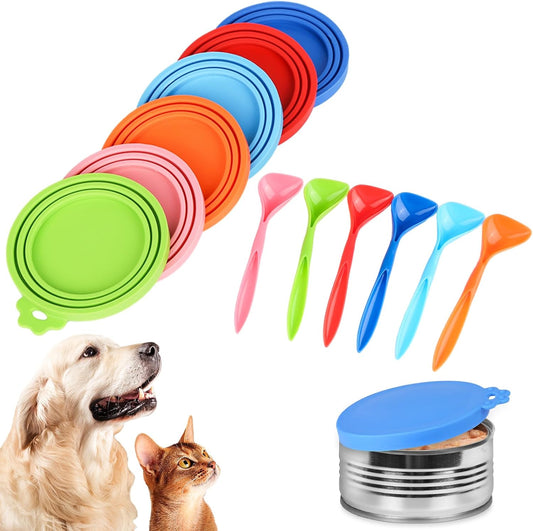 Couvercles en Silicone - Lot de 6 avec Cuillères - Pour Boîtes de 65mm, 75mm, 85mm