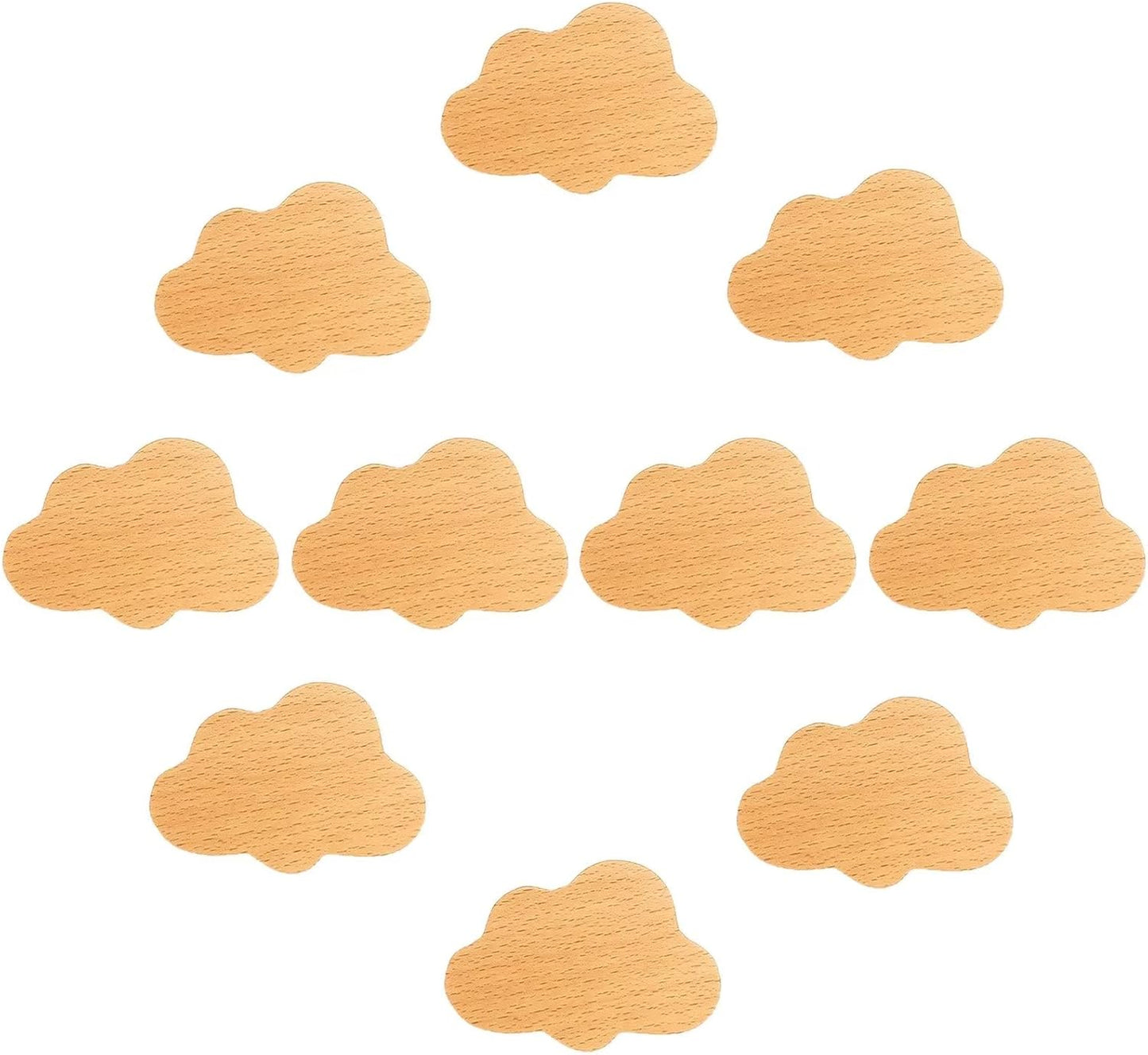 Poignées d'Armoire en Bois - Forme de Nuage - Lot de 10