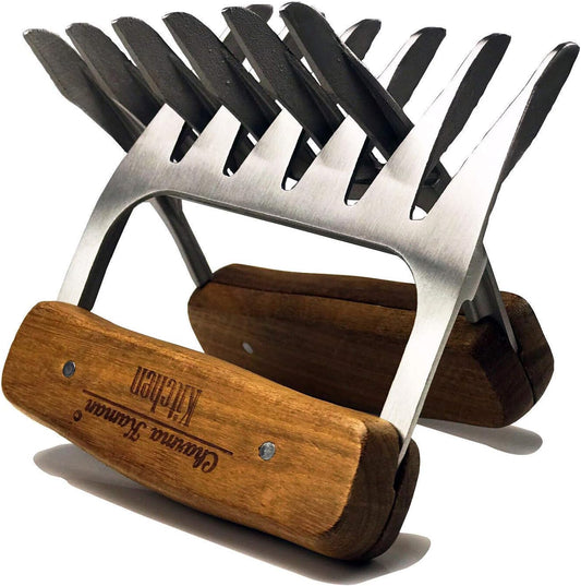 Griffes à Viande - Acier Inoxydable - Manche en Bois