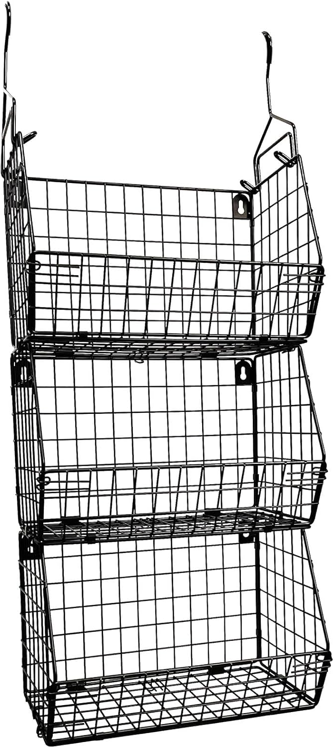 Paniers Métalliques Pliables - 3 Niveaux - Design Suspendu