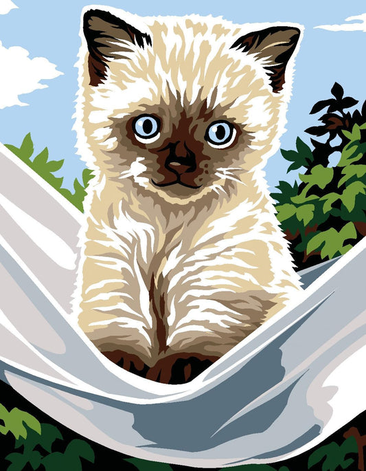 Kit Canevas Complet - Petit Chat Siamois - 14 x 18 cm